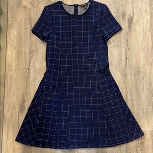 H&M Blue A-Line Mini Dress Crew Neck